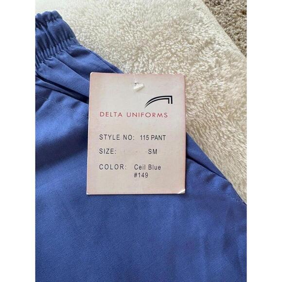 delta scrub pants small new with tags blue drawstring waist - Picture 3 of 3